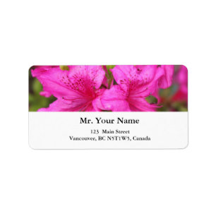 roze azaleatbloemen etiket
