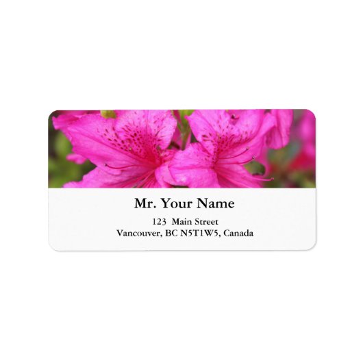  roze azaleatbloemen etiket (Voorkant)