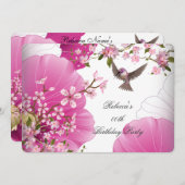 roze Aziatische bloeiende vogelpartij 2L Kaart (Voorkant / Achterkant)