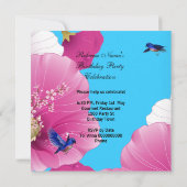  roze Aziatische bloevogel Birthday Party Kaart (Achterkant)