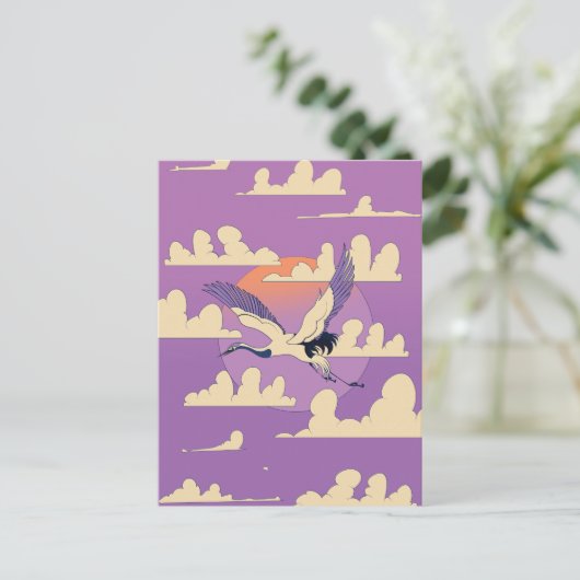 Roze Aziatische Kraanvogel Briefkaart (Staand voorkant)