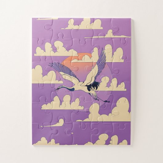 Roze Aziatische Kraanvogel Legpuzzel (Verticaal)