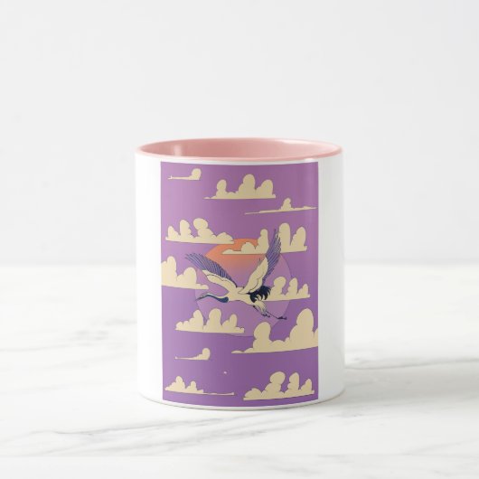 Roze Aziatische Kraanvogel Mok (Midden)