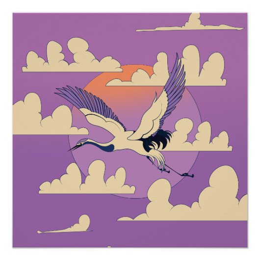 Roze Aziatische Kraanvogel Perfect Poster (Voorkant)