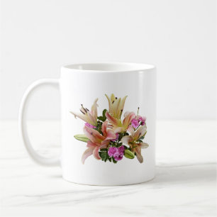 Roze Aziatische lelies en anjers Koffiemok