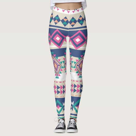 Roze Aztec Blend Women's Leggings (Voorkant)