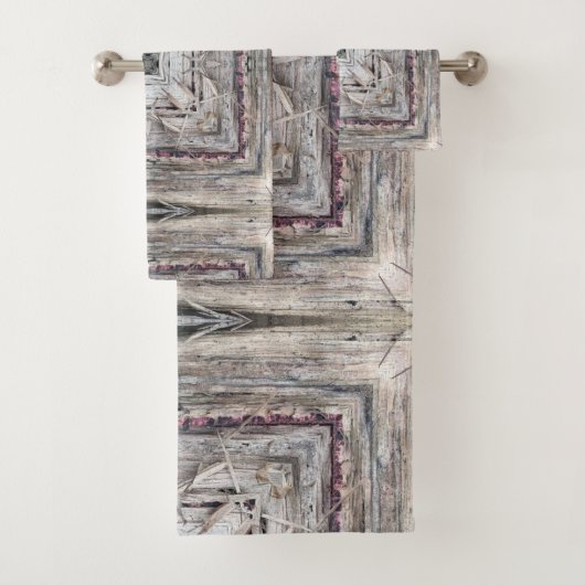 roze Aztec geïnspireerde patroonhanddoek set Bad Handdoek (Insitu)