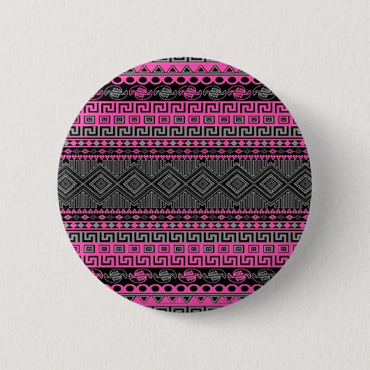 Roze Aztec-patroon, felroze zomer Ronde Button 5,7 Cm (Voorkant)