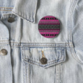 Roze Aztec-patroon, felroze zomer Ronde Button 5,7 Cm (In situ)