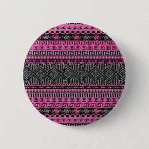 Roze Aztec-patroon, felroze zomer Ronde Button 5,7 Cm
