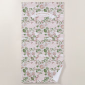 Roze Aztec Trellis Roos Patroonnaam of Citaat Strandlaken (Voorkant)