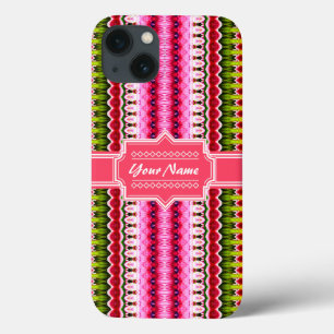 Roze Aztec Tribal Ikat Persoonlijke naam Case-Mate iPhone Case