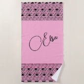 Roze Azteeks patroon Strandlaken (Voorkant)