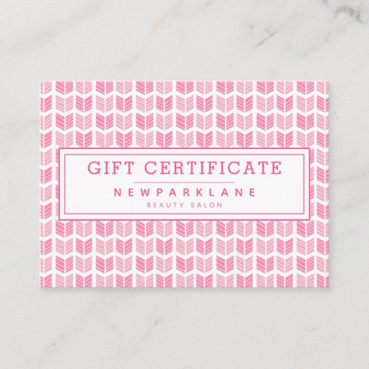 Roze Azteekse Pijlen Print Zakelijk Cadeaubon Visitekaartje (Voorkant)