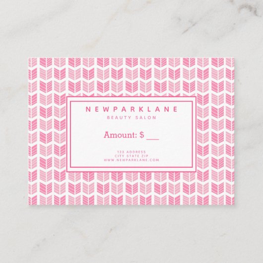 Roze Azteekse Pijlen Print Zakelijk Cadeaubon Visitekaartje (Achterkant)