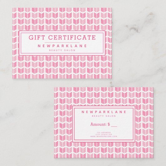 Roze Azteekse Pijlen Print Zakelijk Cadeaubon Visitekaartje (Voorkant / Achterkant)