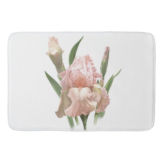 Roze Baard Iris Bloem Botanisch Ontwerp Badmat (Voorkant)