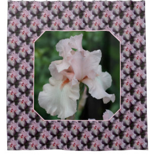 Roze Baard Iris Bloem Patroon Douchegordijn