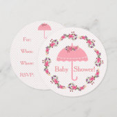 Roze baardbloemen en Stippen, Baby shower van meis Kaart (Voorkant / Achterkant)