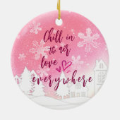 Roze Baby 1e Kerstfoto op maat Keramisch Ornament (Achterkant)