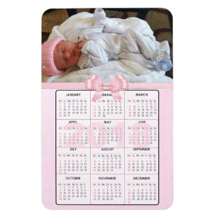 Roze Baby 2018 Mini-koelkast Magnet Calendar Magneet