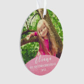 Roze Baby 2e Kerstfoto op maat Ornament (voorkant)