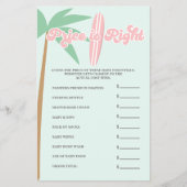 Roze Baby aan boord Baby shower Guess Right Prijs Flyer (Voorkant)