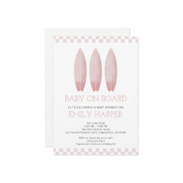 Roze Baby aan boord Baby shower Kaart