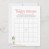 Roze Baby aan boord Beach Surf Baby shower Bingo Kaart (Voorkant)