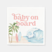 Roze Baby aan boord Beach Surf Baby shower Servet (Voorkant)