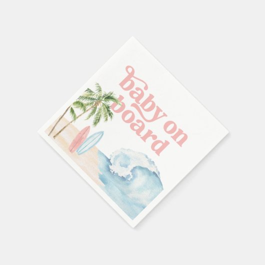 Roze Baby aan boord Beach Surf Baby shower Servet (Hoek)
