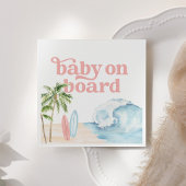 Roze Baby aan boord Beach Surf Baby shower Servet