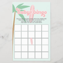 Roze Baby aan boord Surfen Baby shower Bingo Flyer