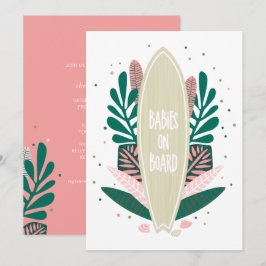 Roze Baby aan boord Twins Baby shower Kaart