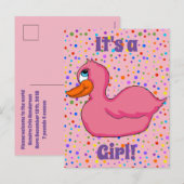 Roze Baby Aankondiging Briefkaarten (Voorkant / Achterkant)