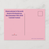 Roze Baby Aankondiging Briefkaarten (Achterkant)