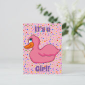 Roze Baby Aankondiging Briefkaarten (Staand voorkant)