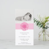 Roze Baby aankondiging fotokaart (Staand voorkant)