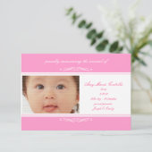 Roze Baby-aankondigingskaarten Aankondiging (Staand voorkant)