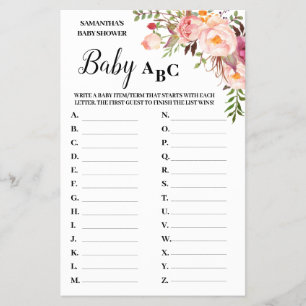 Roze Baby ABC tweetalige baby shower game-kaart Flyer