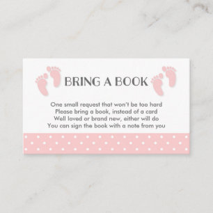 Roze Baby Baby shower Book Request Card Informatiekaartje