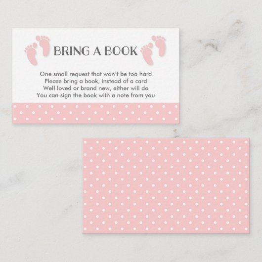 Roze Baby Baby shower Book Request Card Informatiekaartje (Voorkant / Achterkant)