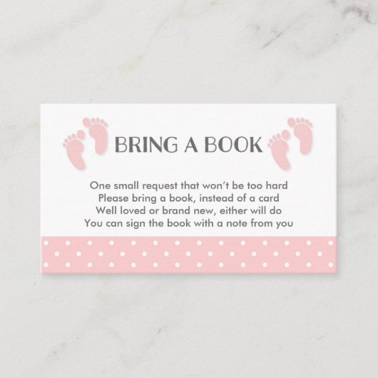 Roze Baby Baby shower Book Request Card Informatiekaartje (Voorkant)