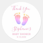 Roze Baby Baby shower Hartelijk dank Ronde Sticker (Voorkant)