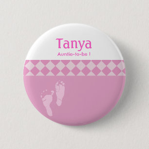Roze Baby Baby shower Naam Tag Button