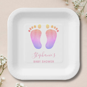 Roze Baby Baby shower Papieren Borden Bordje