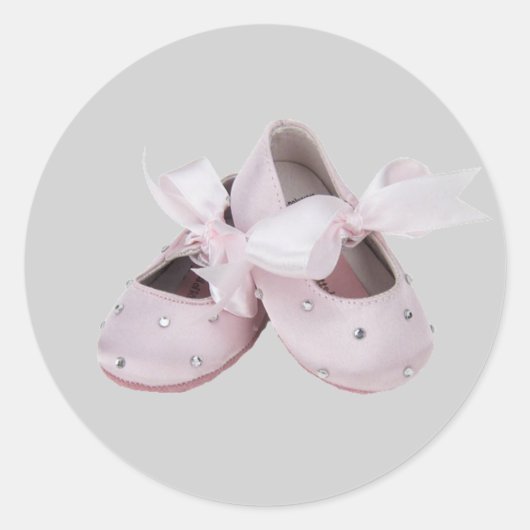Roze Baby balletschoenen Ronde Sticker (Voorkant)