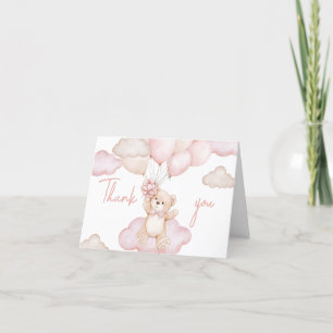 Roze Baby Beer Ballon Baby shower Bedankkaart