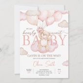 Roze Baby Beer Ballon Baby shower Kaart (Voorkant)
