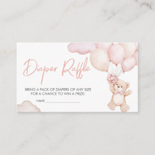 Roze Baby Beer Ballon Baby shower Luier Raffle Informatiekaartje